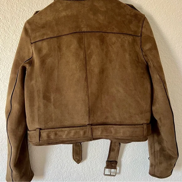 Zara Faux Suede Brown Moto Jacket - Picture 4 of 4